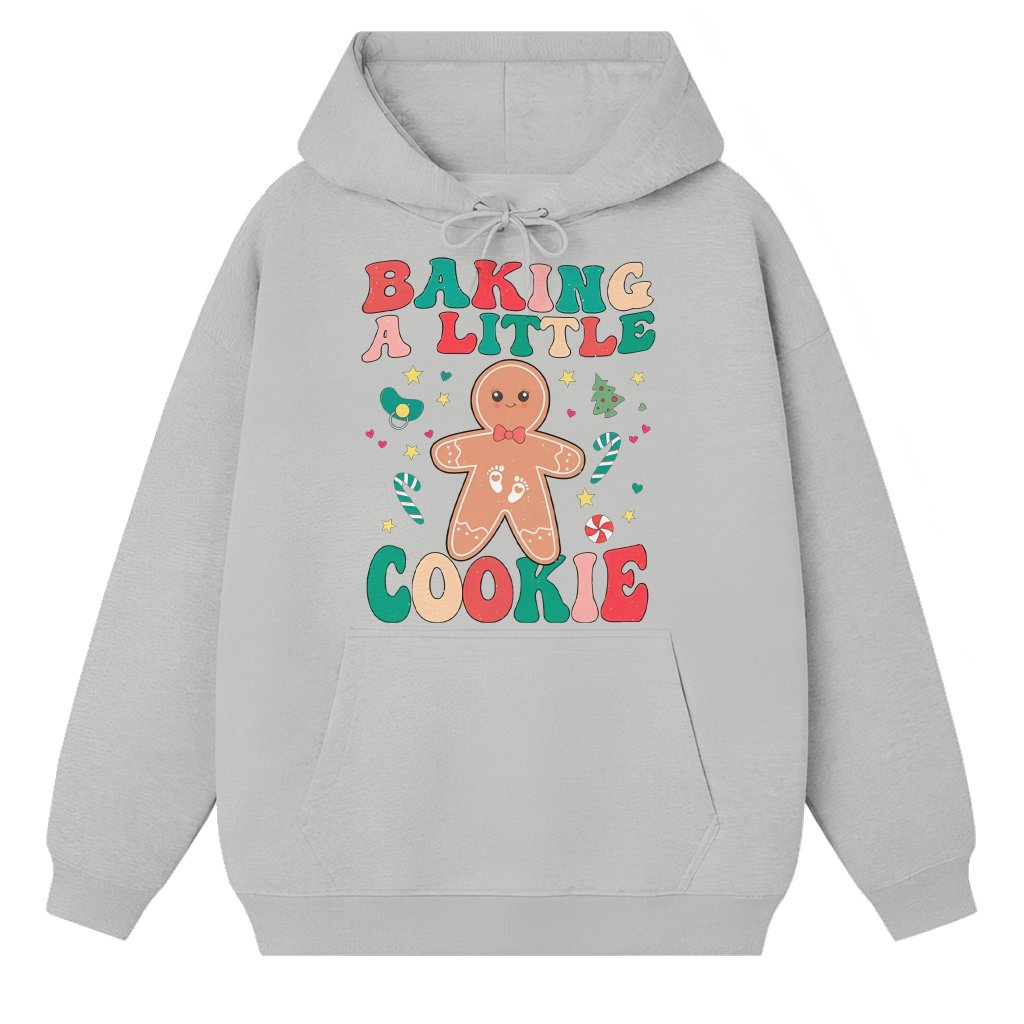 Baking Little Cookie Hoodie – Funny Pregnancy Announcement Gift for Expecting Mom - front view