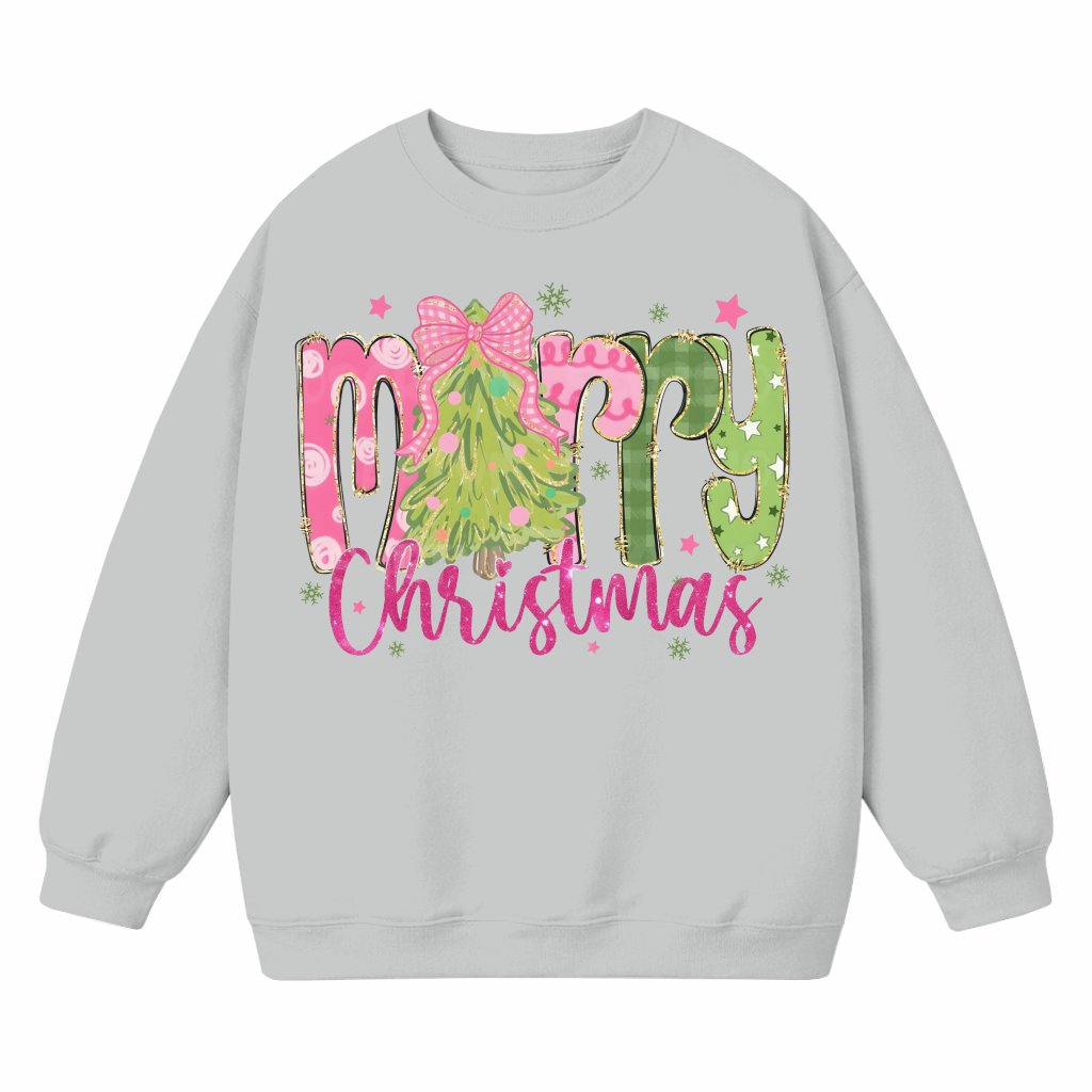 Pink Coquette Bow Sweatshirt – Christmas Gift for Her Trendy Glitter - front view