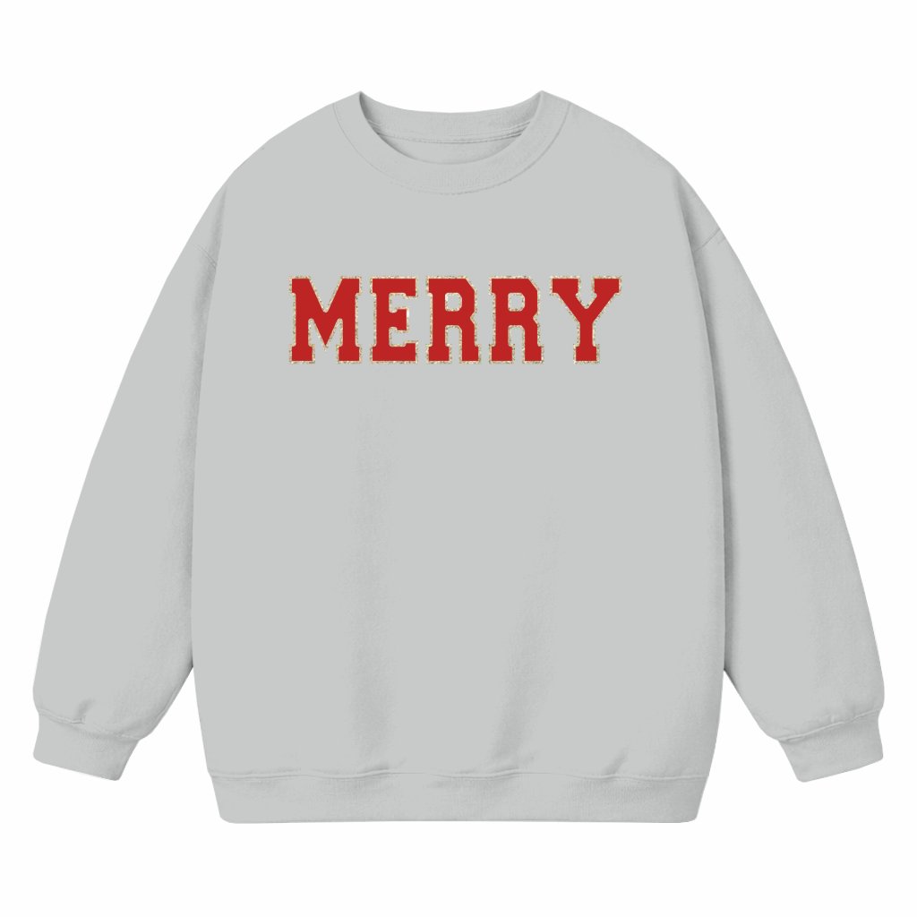 Merry Chenille Patch Sweatshirt – Christmas Gift for Women Retro Cute - front view