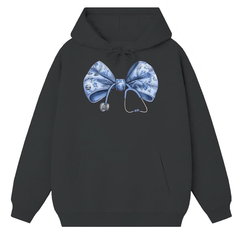 Coquette Nurse Hoodie – Gift for RN ER Nurses Stethoscope Bow Cute - front view