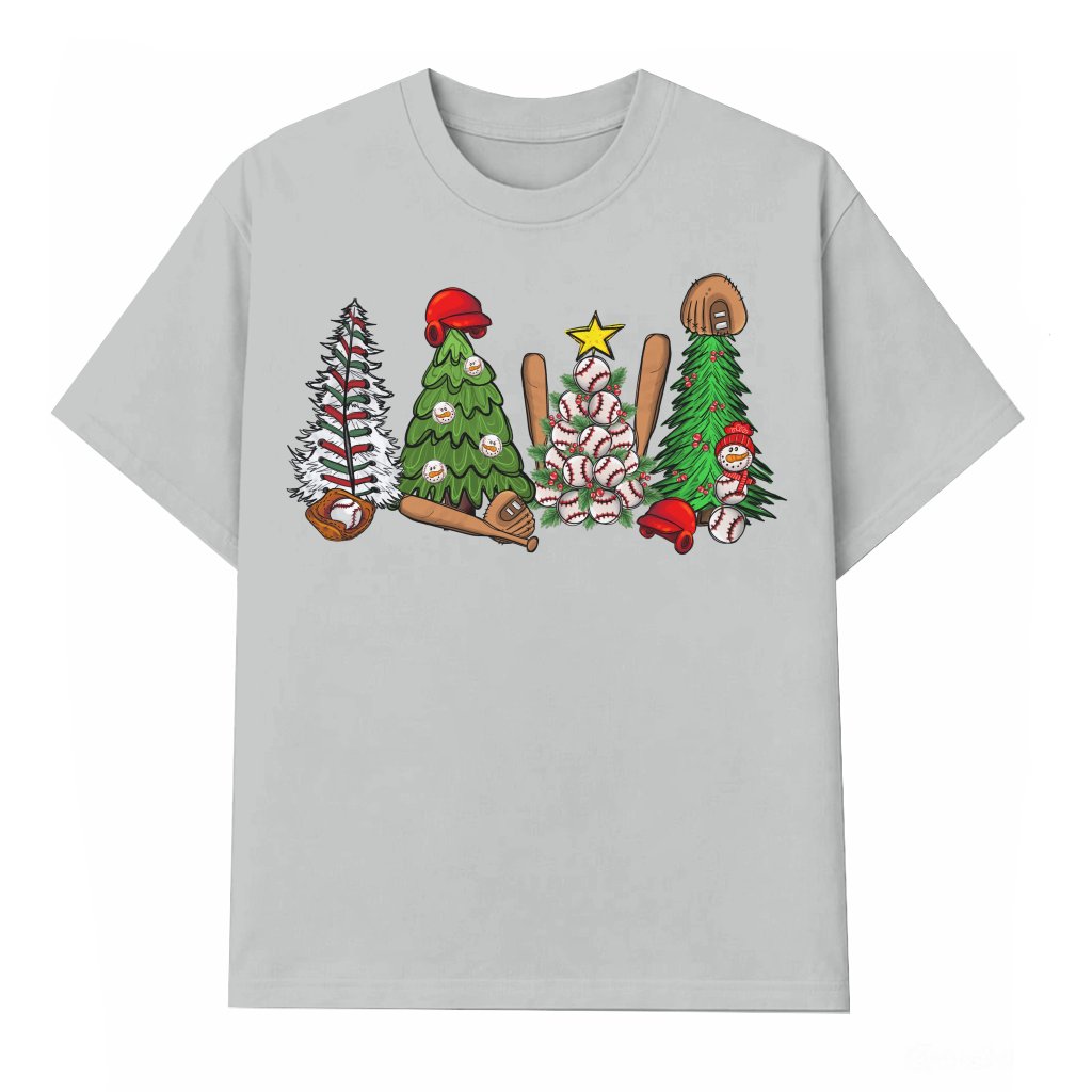 Baseball T-shirt – Christmas Gift for Baseball Fan Festive Sporty - front view