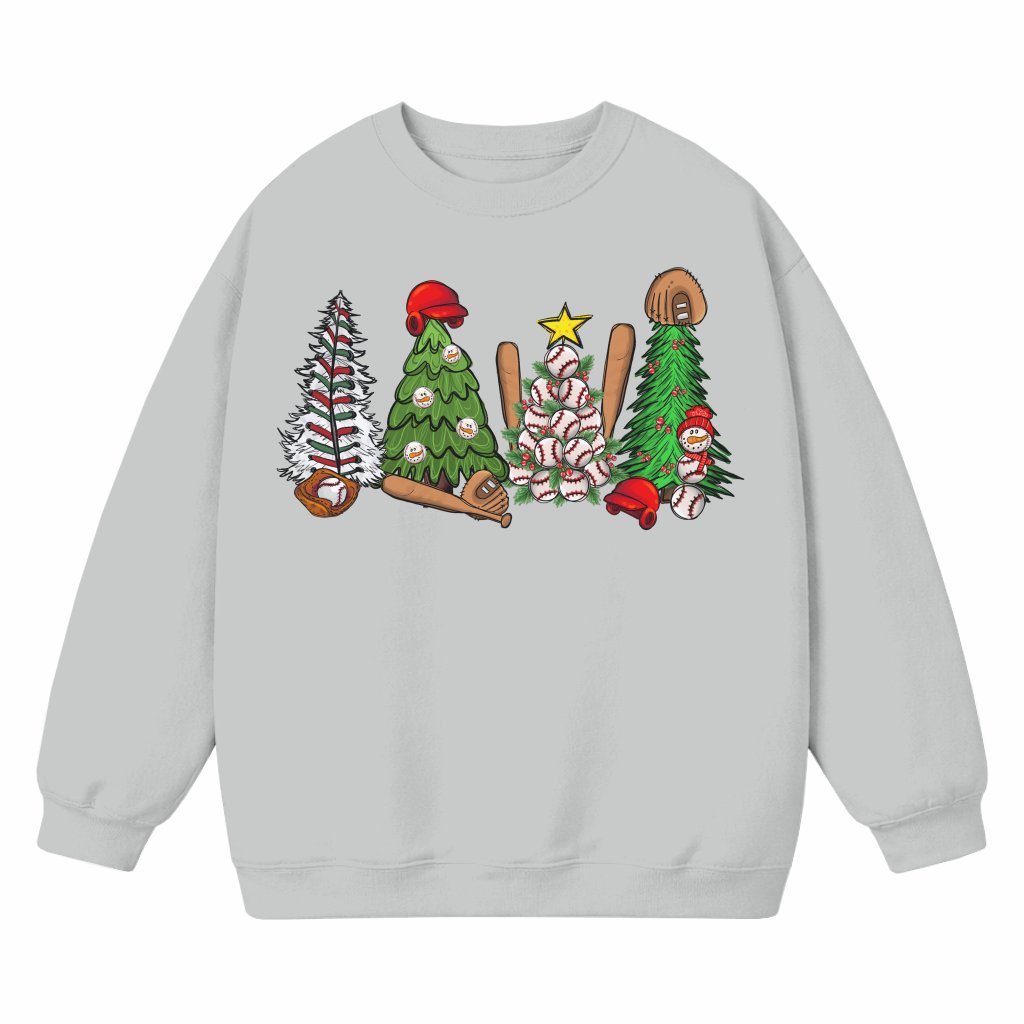 Baseball Sweatshirt Christmas – Festive Trees Bats Gift for Fans Unisex - front view
