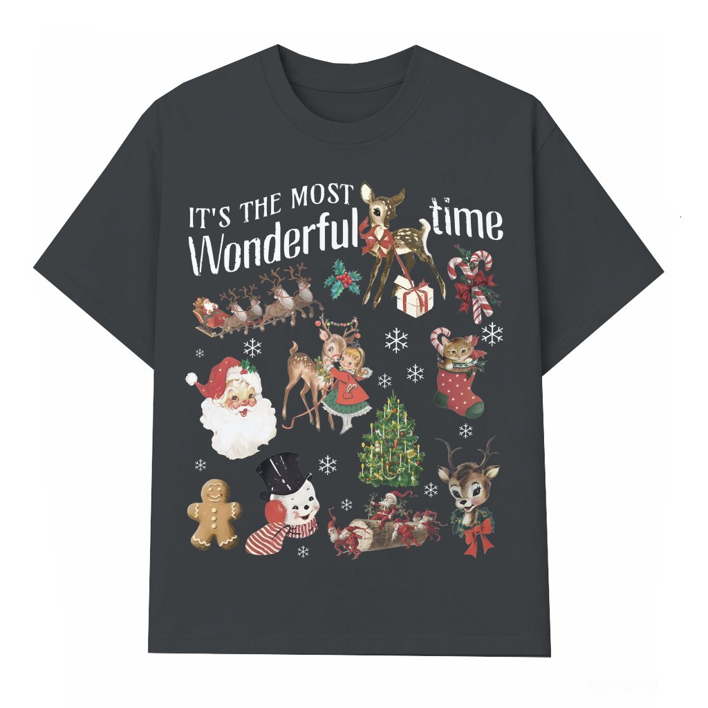 Funny Retro Santa Doodles T-shirt – Christmas Gift - front view