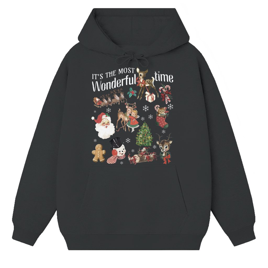 Funny Retro Santa Doodles Hoodie – Christmas Gift for Him Her Cute - front view