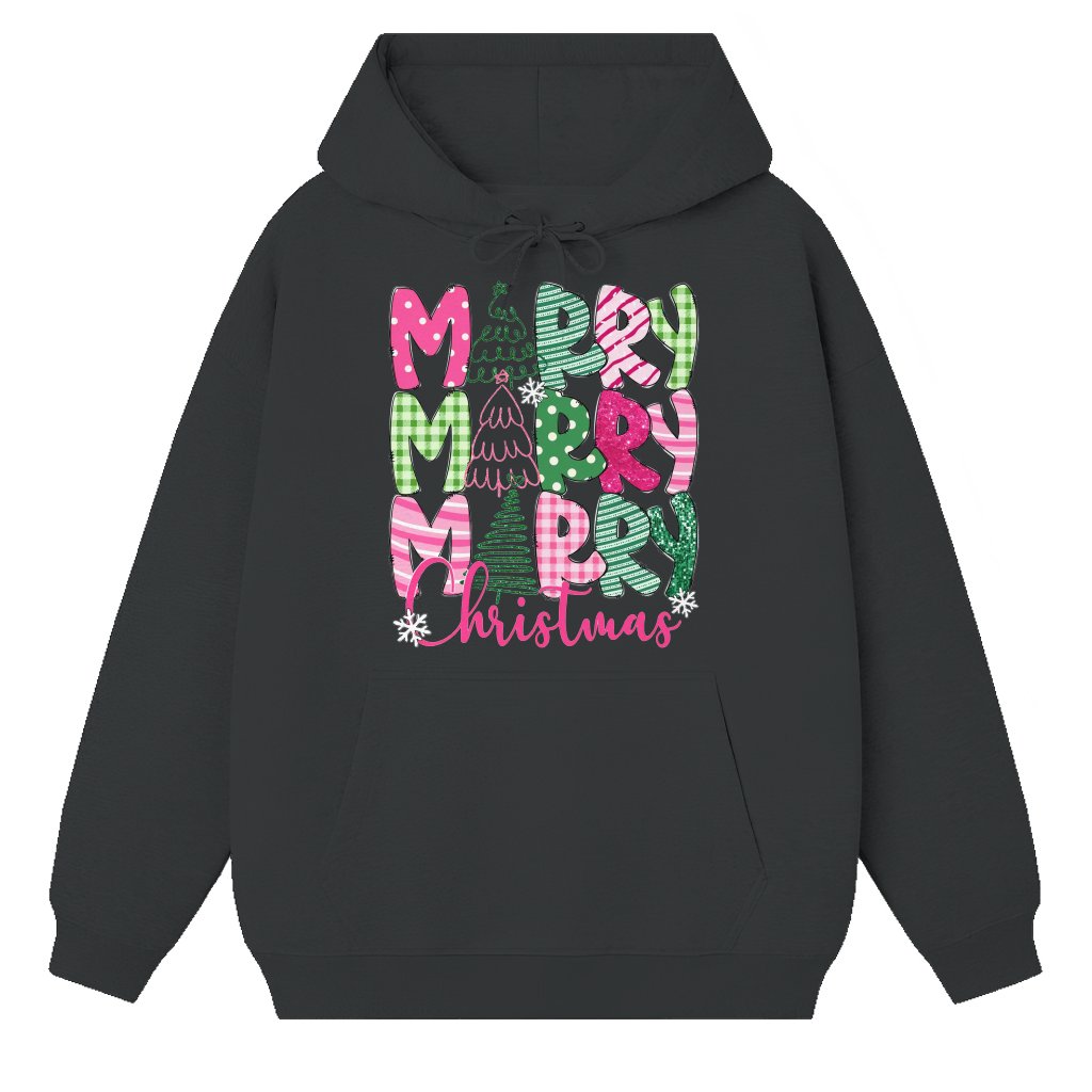 Coquette Bow Merry Bright Hoodie – Christmas Gift for Women Pink Trendy - front view