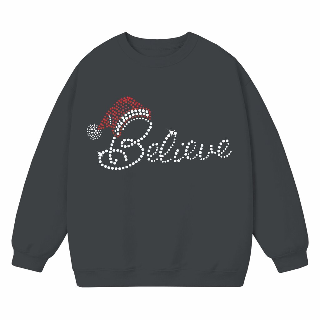 Funny Santa Hat Letter Sweatshirt – Christmas Gift for Women Plus Size Crewneck - front view