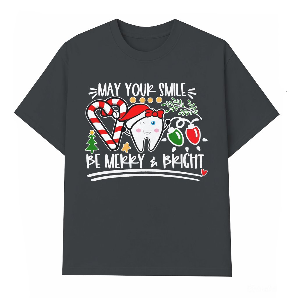 Merry Bright Dental T-shirt – Christmas Gift for Dentist Assistant - front view