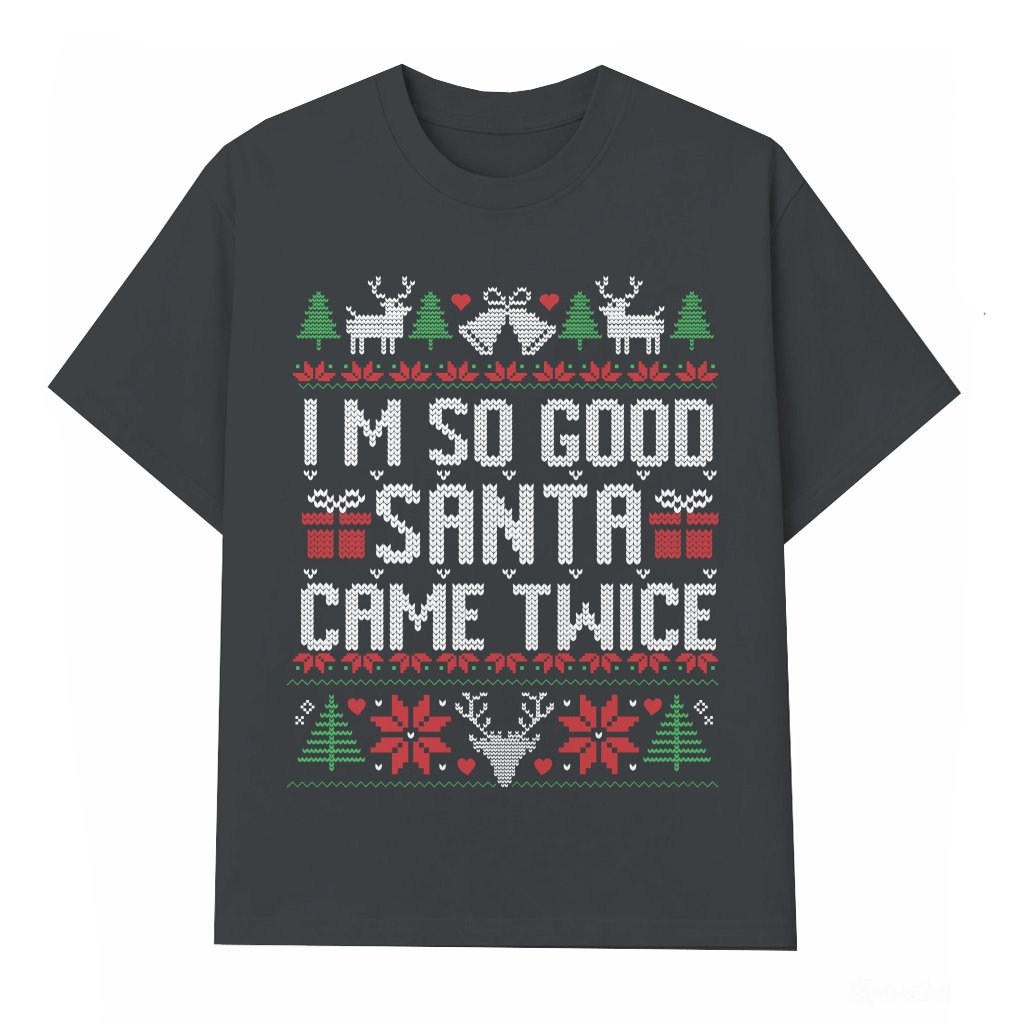 Funny Couples Ugly Christmas T-shirt – Christmas Gift for Couples Matching Santa - front view