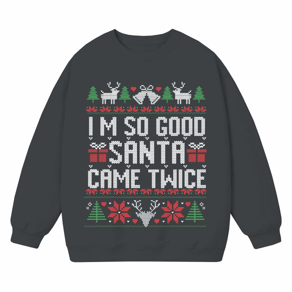 Santa Twice Sweatshirt – Christmas Gift for Couples Funny Ugly Matching - front view