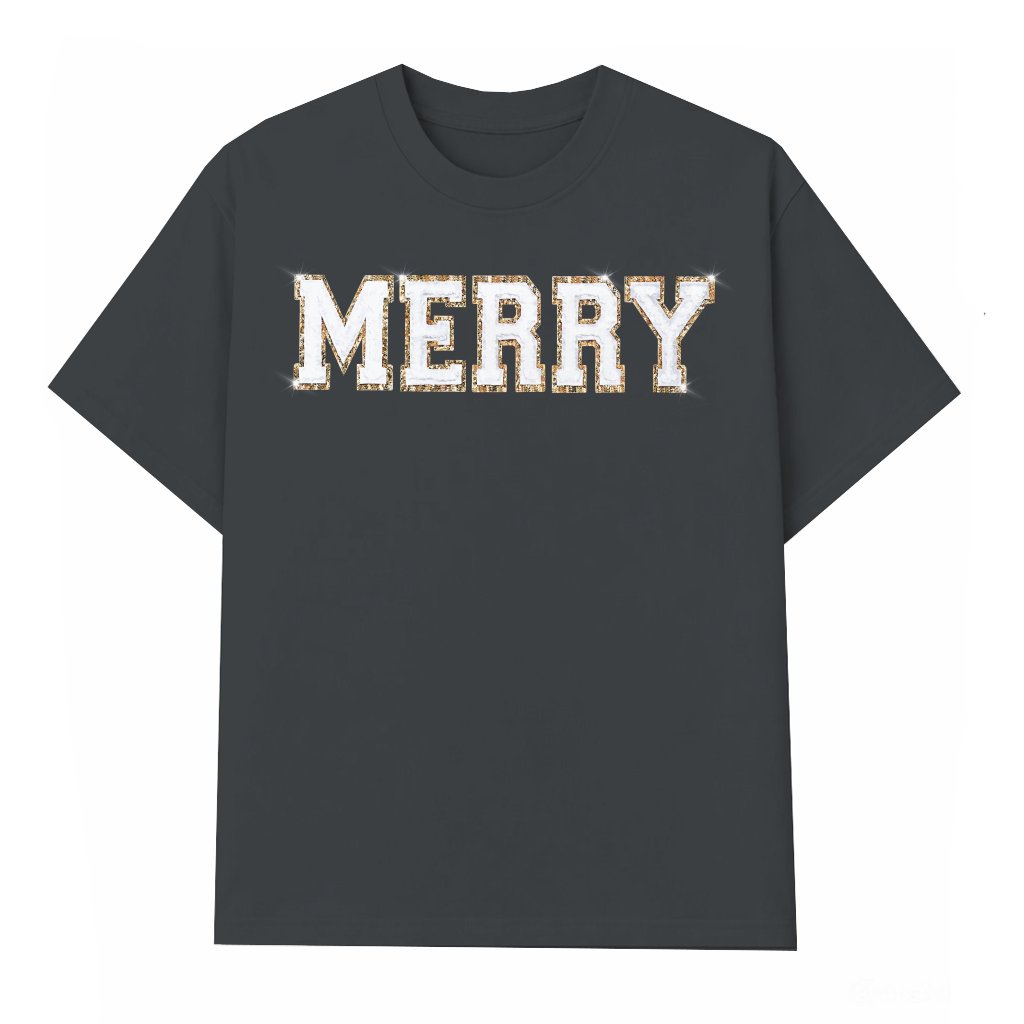 Cute Chenille Patch T-shirt – Christmas Gift - front view