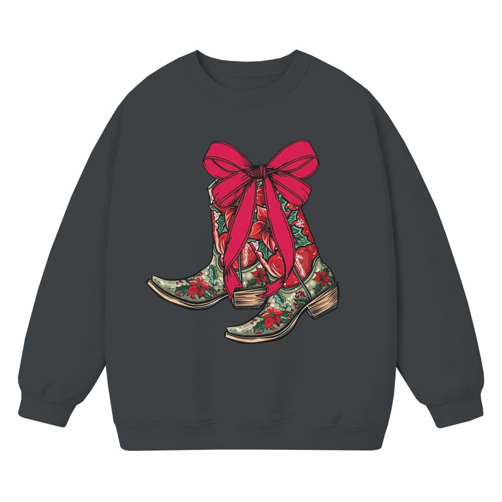 Coquette Boots Western Sweatshirt – Christmas Gift for Her - front view