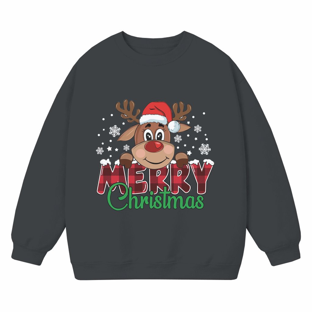 Cute Merry Christmas Reindeer Sweatshirt – Christmas Gift for Family - front view