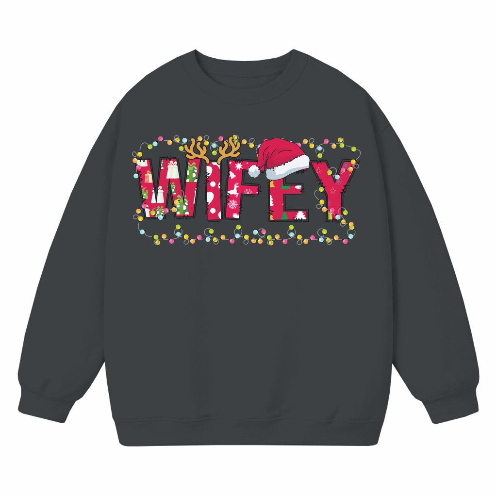 Wifey Hubby Matching Sweatshirt – Christmas Gift for Couple - front view
