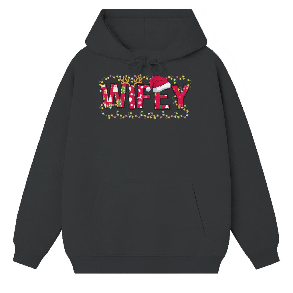 Wifey Hubby Hoodie – Christmas Matching Couple Family Gift - front view