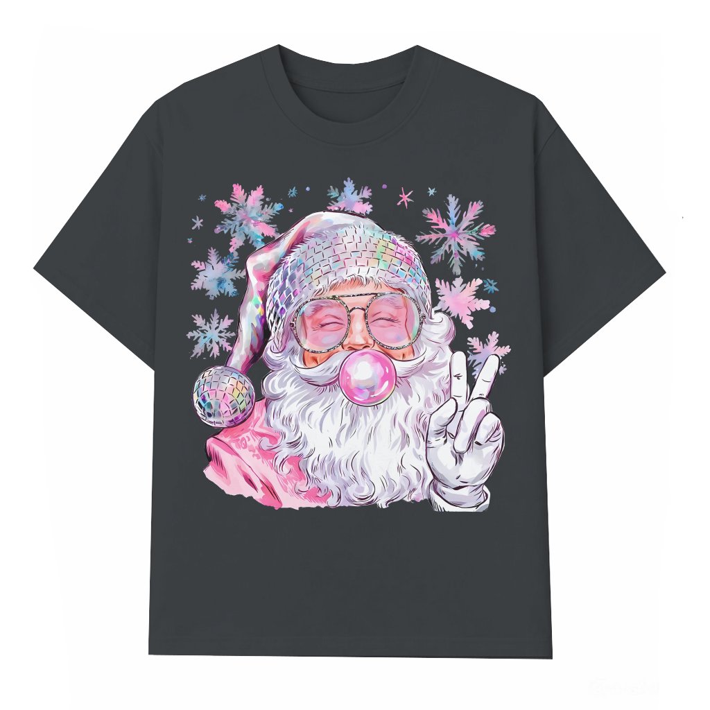 Iridescent Santa T-shirt – Christmas Gift Festive - front view