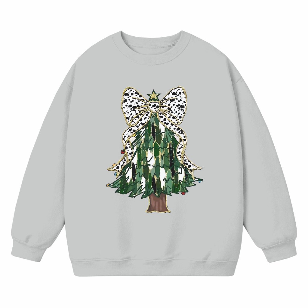 Coquette Christmas Tree Sweatshirt – Christmas Gift for Her Girly Bow - front view