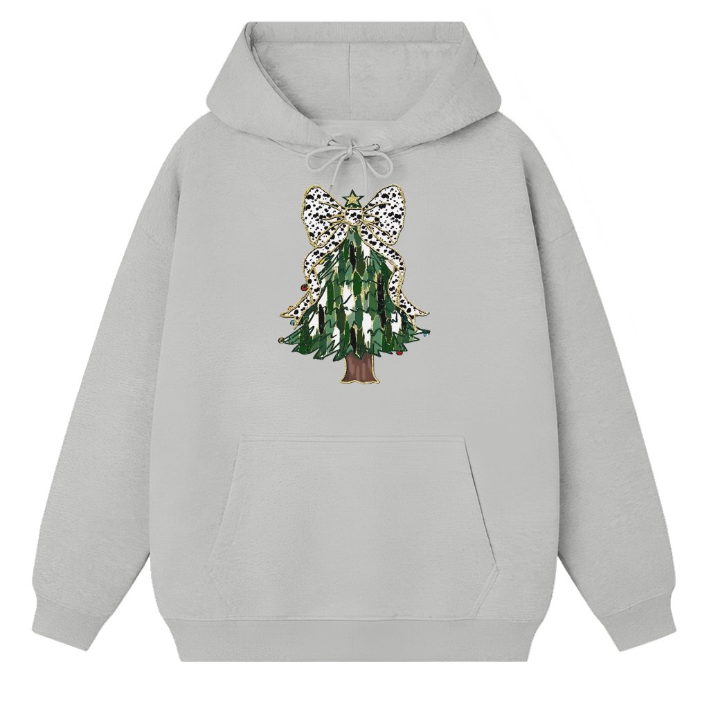 Coquette Christmas Tree Hoodie – Christmas Gift for Her Girly Bow Aesthetic - front view