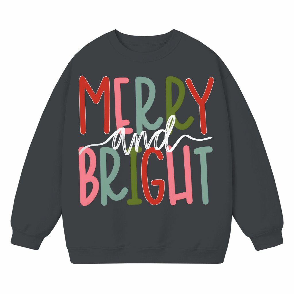 Merry and Bright Family Sweatshirt – Christmas Gift for Family Trendy - front view