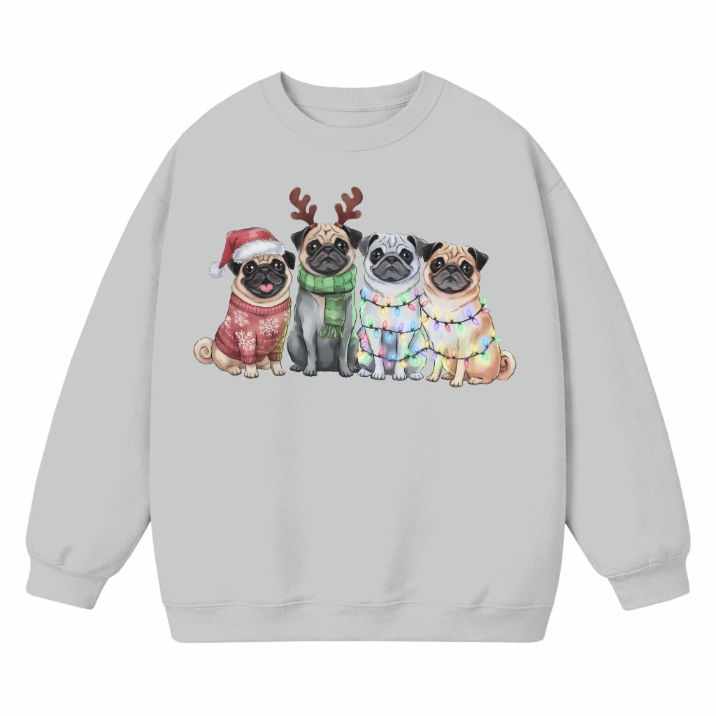 Cute Pug Reindeer Santa Sweatshirt – Christmas Gift for Dog Lover - front view