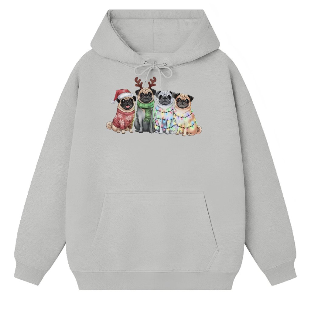 Santa Reindeer Pug Hoodie – Christmas Gift for Dog Lovers - front view