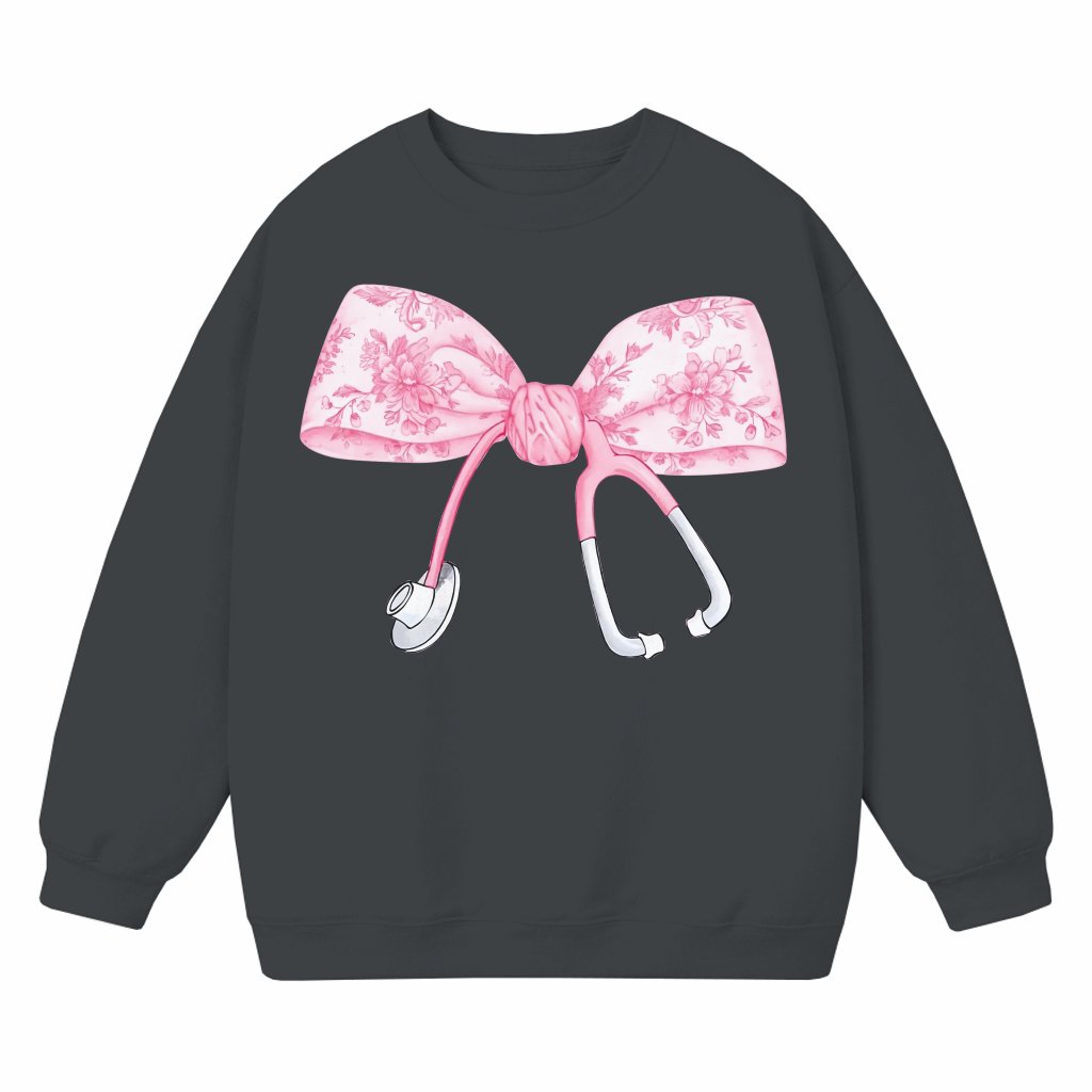 Coquette Nurse Stethoscope Bow Sweatshirt – Appreciation Gift for Nurse Cute Trendy - front view