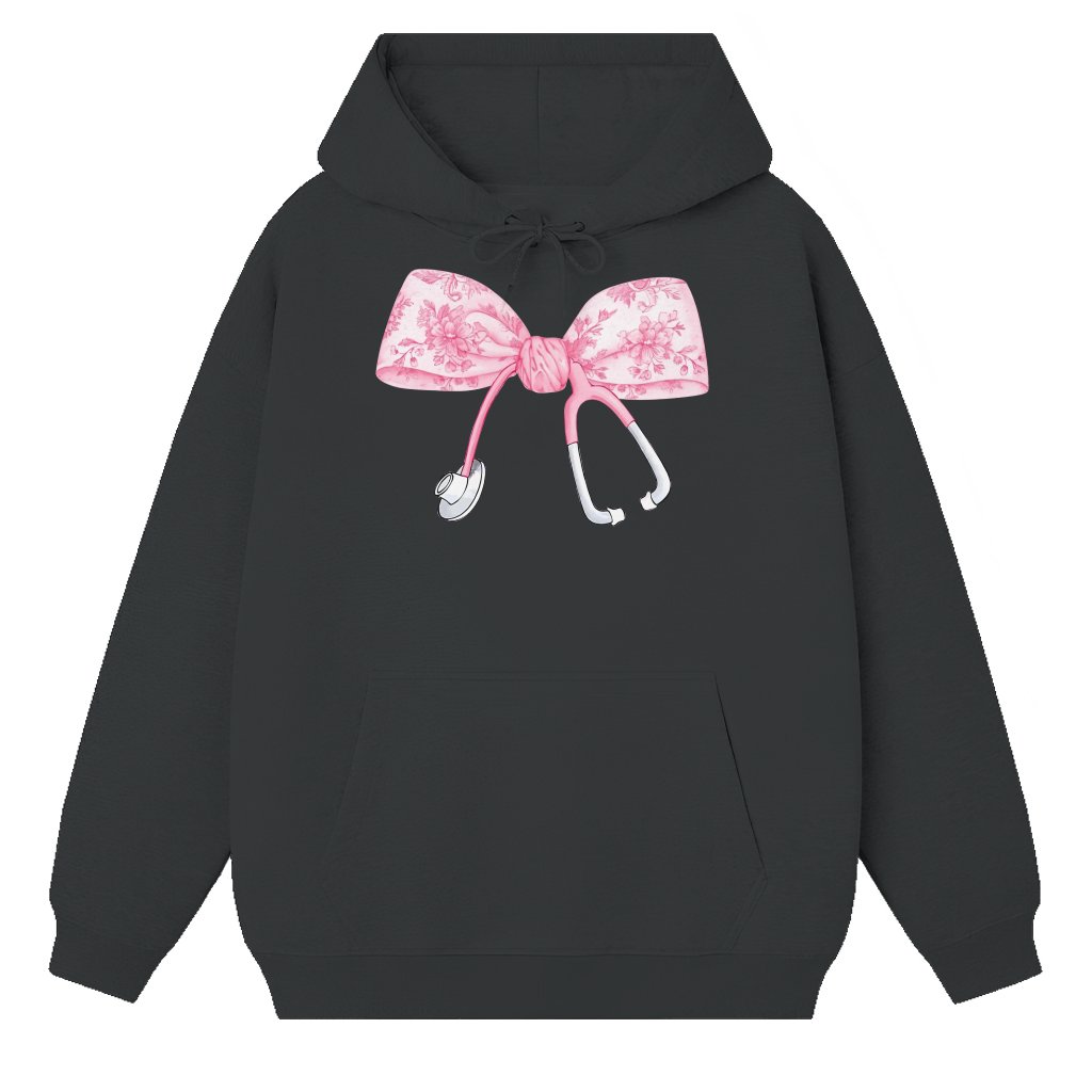 Coquette Nurse Pink Bow Hoodie – Christmas Gift for Nurse - front view