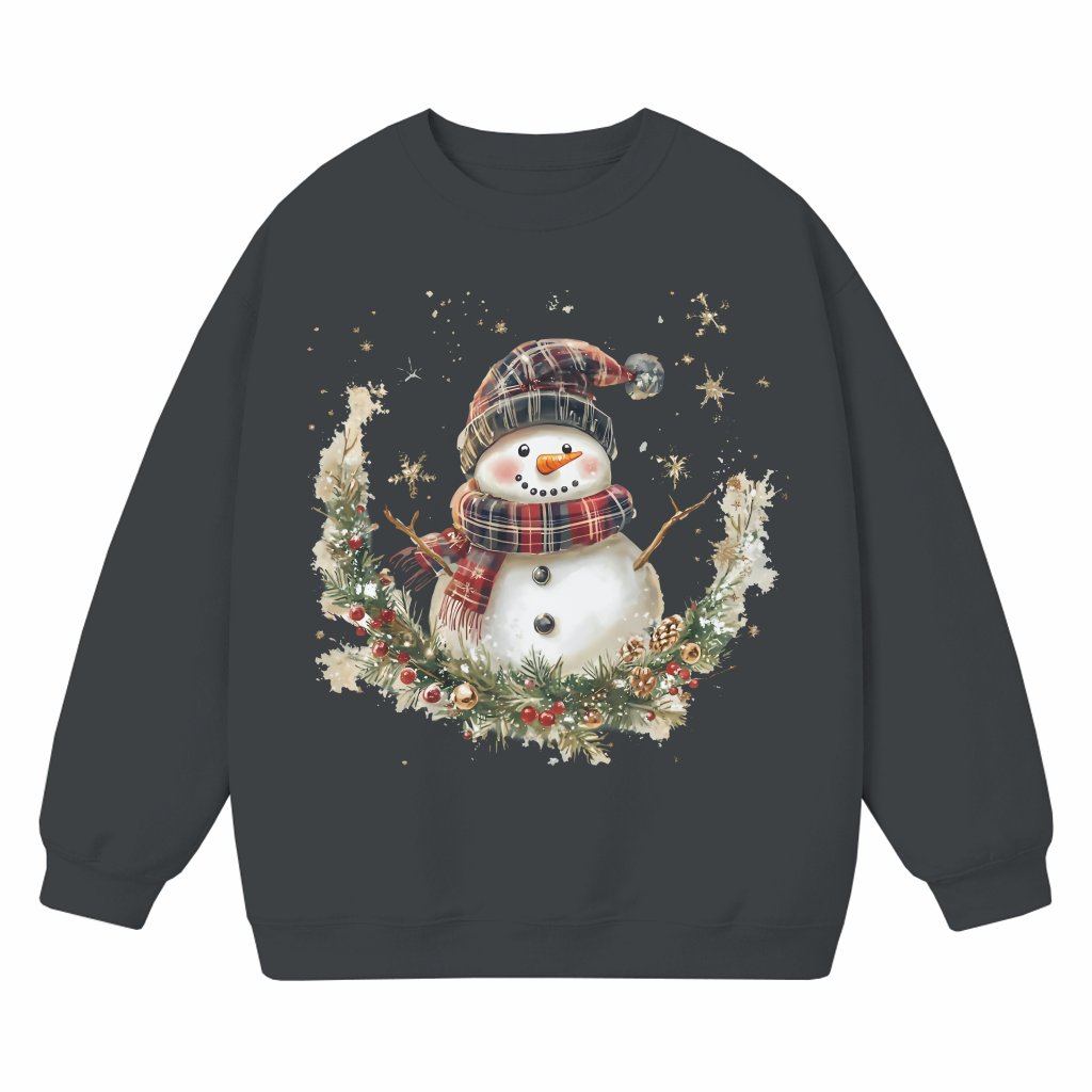 Cute Christmas Snowman Sweatshirt – Winter Holiday Gift Retro - front view