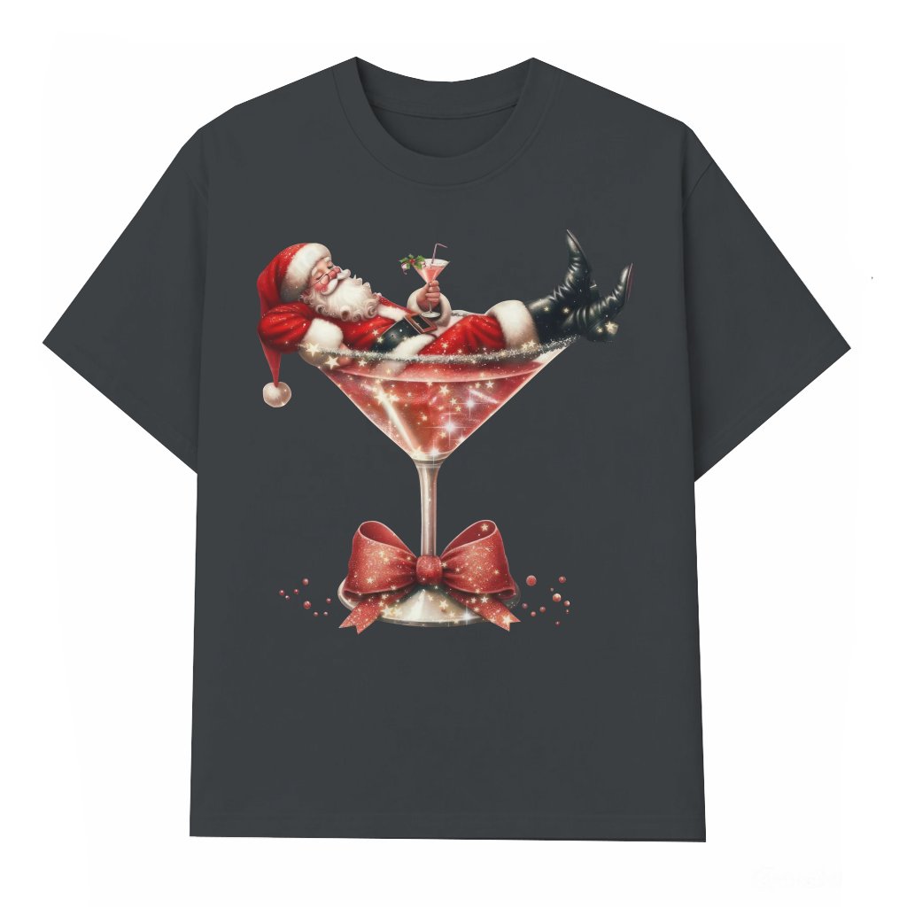 Funny Santa Hot Mess Martini T-shirt – Christmas Gift - front view