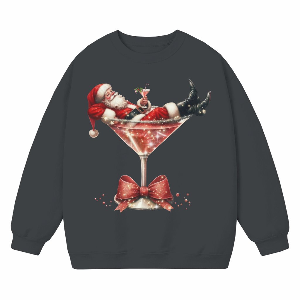 Santa's Hot Mess Martini Cocktail Sweatshirt – Christmas Gift for Her Funny Party - front view