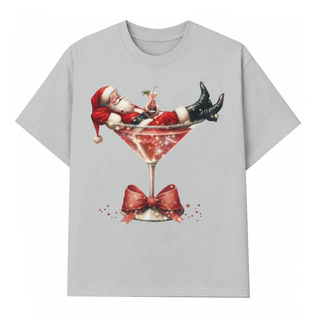 Funny Santa's Hot Mess Martini T-shirt – Christmas Cocktail Gift - front view
