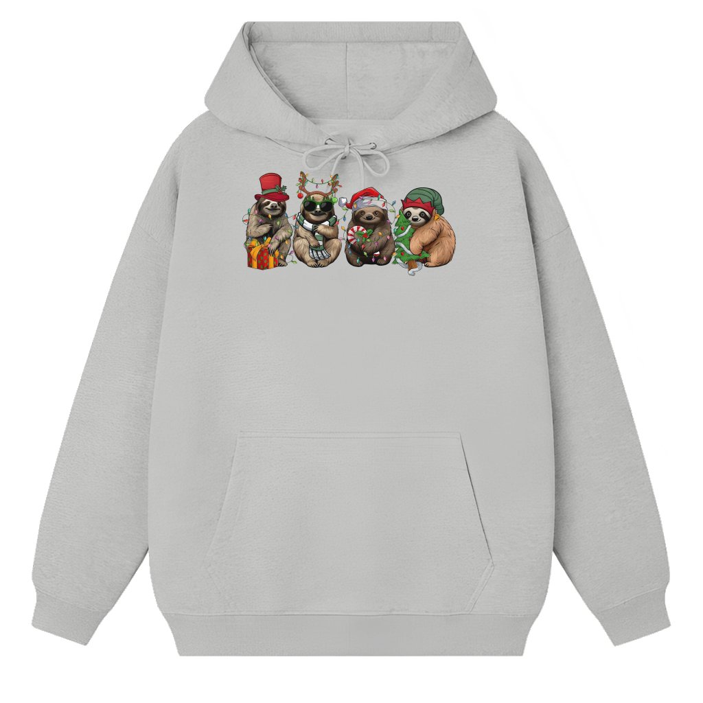 Funny Sloth Hoodie – Christmas Gift for Christmas Lights Lover - front view