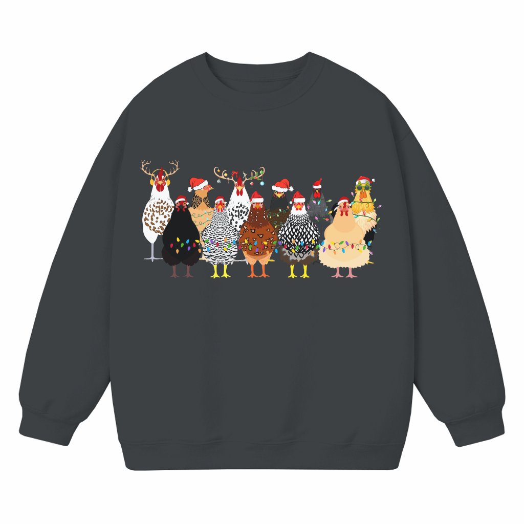 Cute Christmas Chickens Sweatshirt – Christmas Gift Vintage Retro Funny - front view