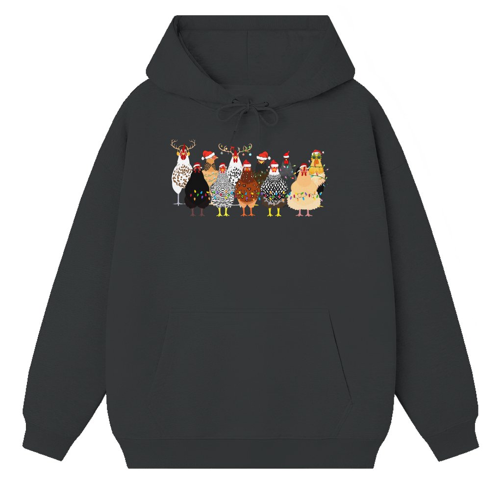 Vintage Christmas Chickens Hoodie – Christmas Gift for Women - front view