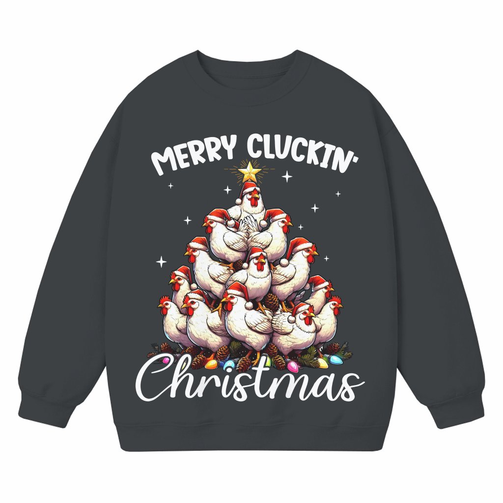 Merry Cluckin Christmas Sweatshirt – Christmas Gift Funny Farmhouse - front view