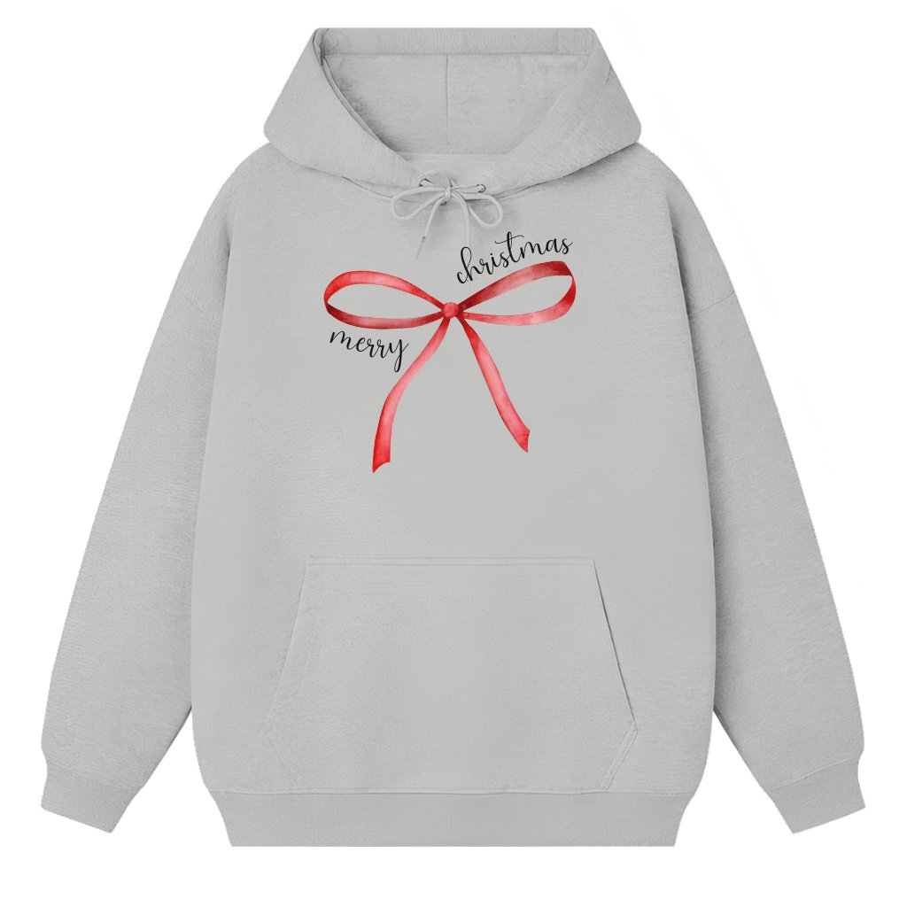 Coquette Red Bow Hoodie – Christmas Gift for Her Trendy Cute - front view