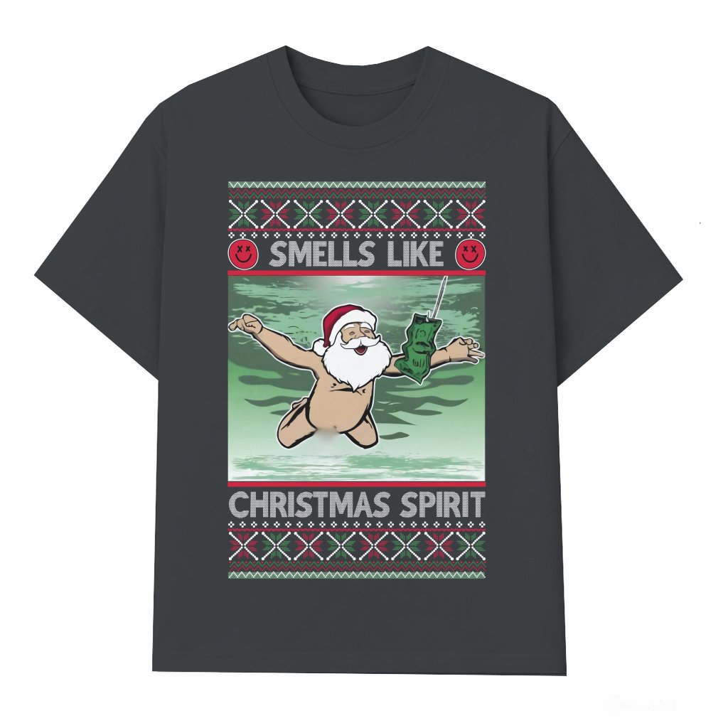 Funny Classic Santa 90s Rock T-shirt – Christmas Ugly Gift - front view