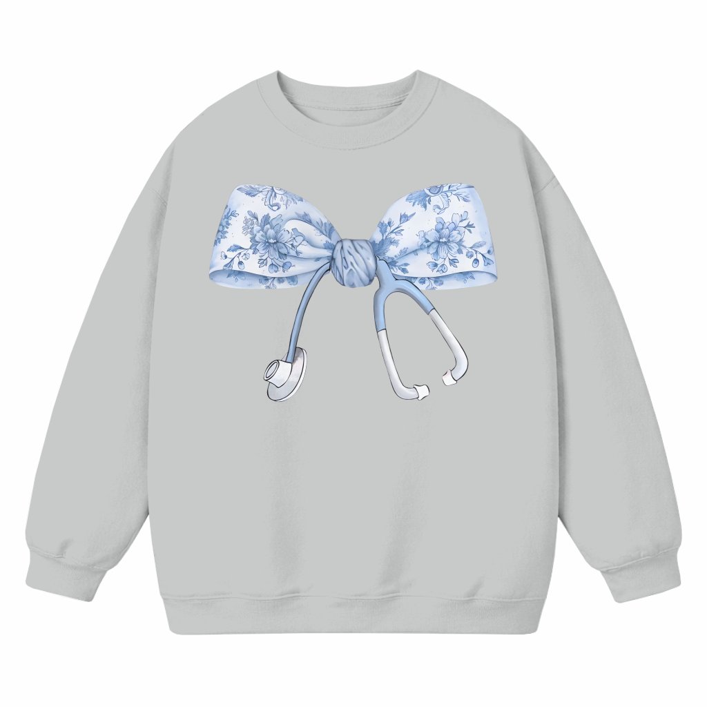 Retro Nurse Sweatshirt – Cute Stethoscope Bow Gift for RN - front view