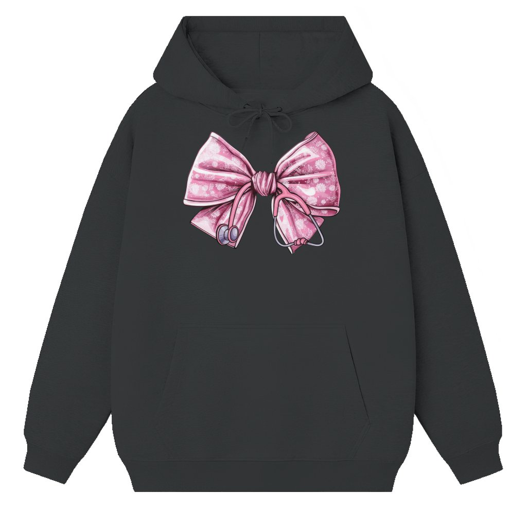Nurse Stethoscope Bow Hoodie – Gift for Nurse Pink Coquette - front view