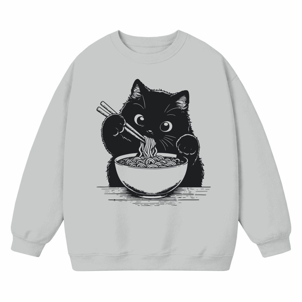 Noodle Cat Ramen Sweatshirt – Funny Cute Gift for Cat Lovers - front view