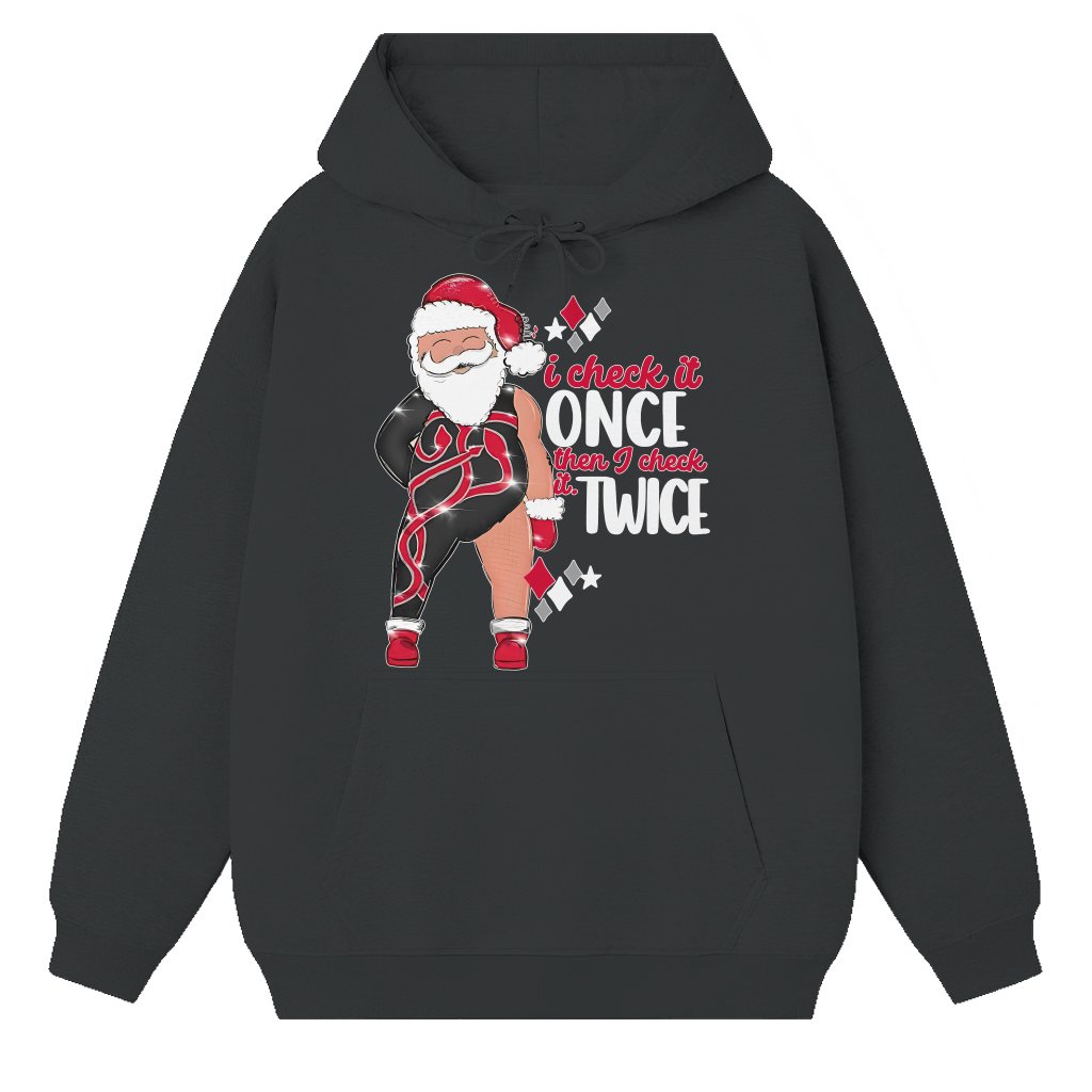 Funny Santa Check It Twice Hoodie – Christmas Gift for Men Women - front view