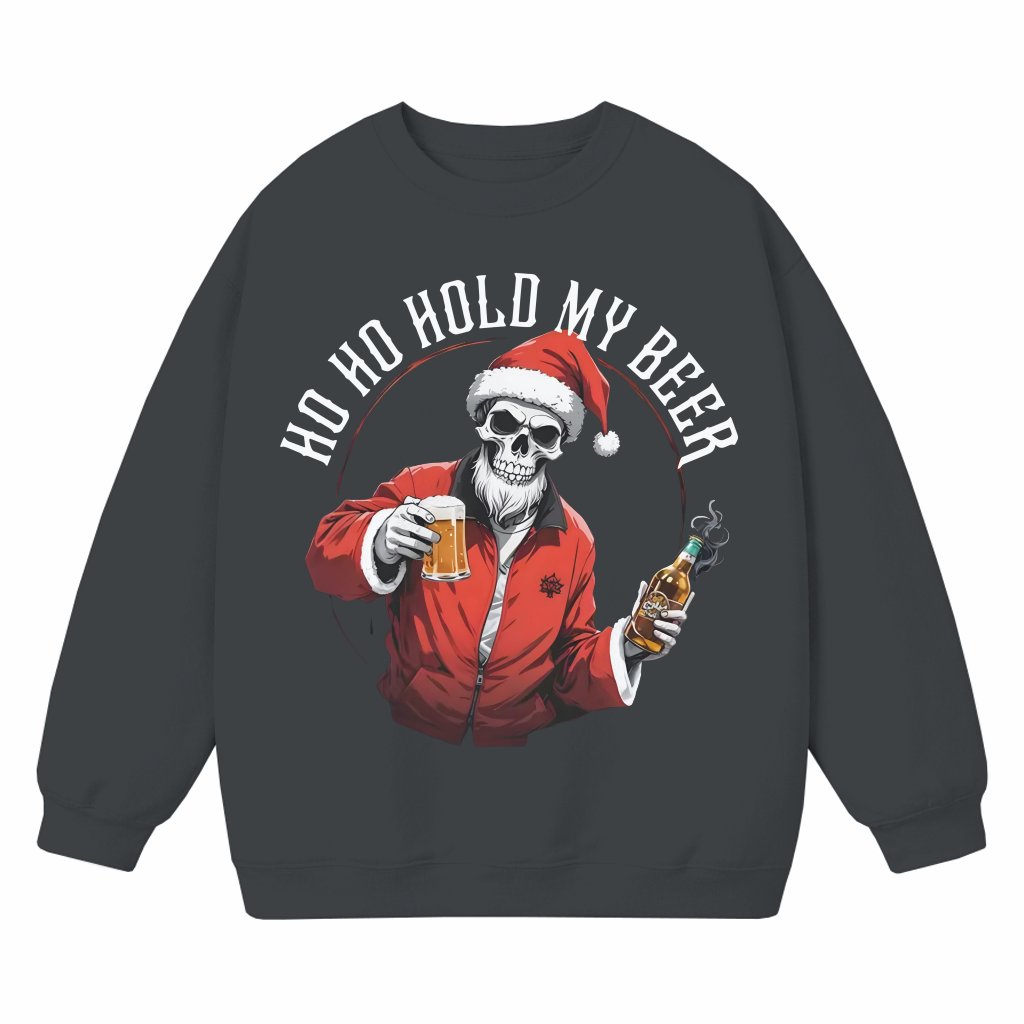 Funny Skull Drinking Hat Sweatshirt – Christmas Gift for Men - front view