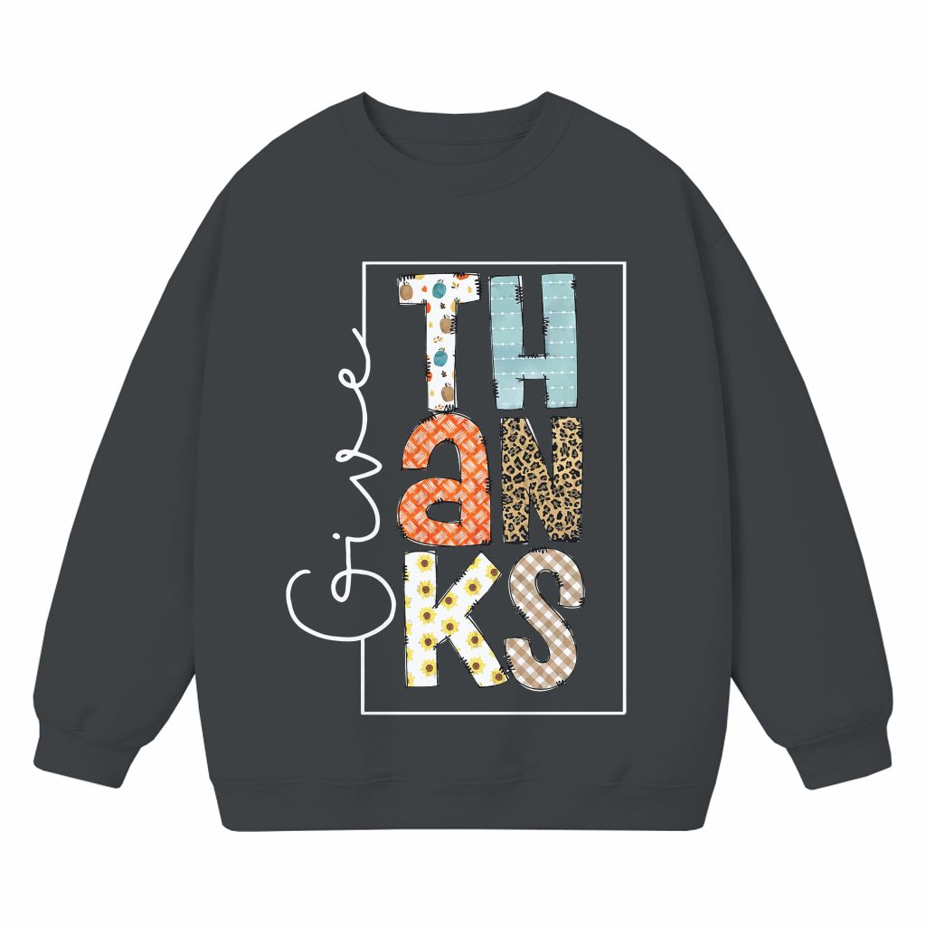 Give Thanks Sweatshirt – Thanksgiving Fall Gift for Women Cute - front view