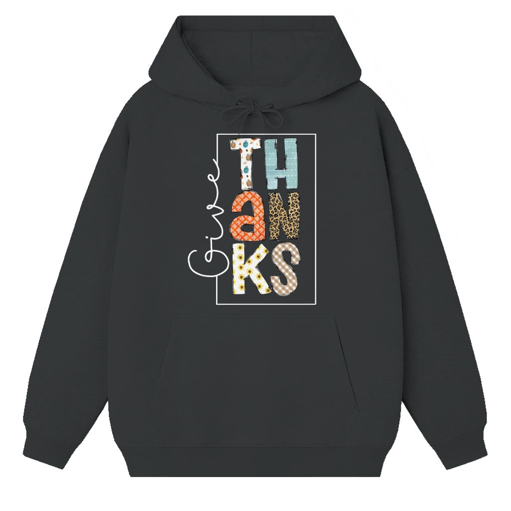 Give Thanks Hoodie – Thanksgiving Gift for Women Trendy - front view