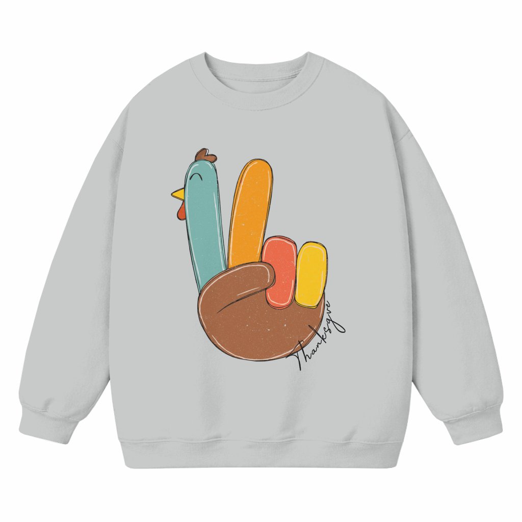 Colorful Peace Sign Turkey Sweatshirt – Thanksgiving Gift Retro - front view