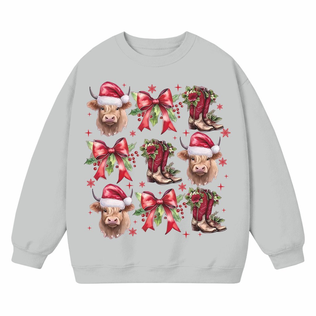 Cute Christmas Cow Sweatshirt – Funny Farm Animal Christmas Gift - front view