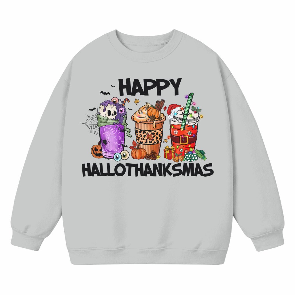 Happy Hallothanksmas Sweatshirt – Christmas Holiday Gift Funny Gnome - front view