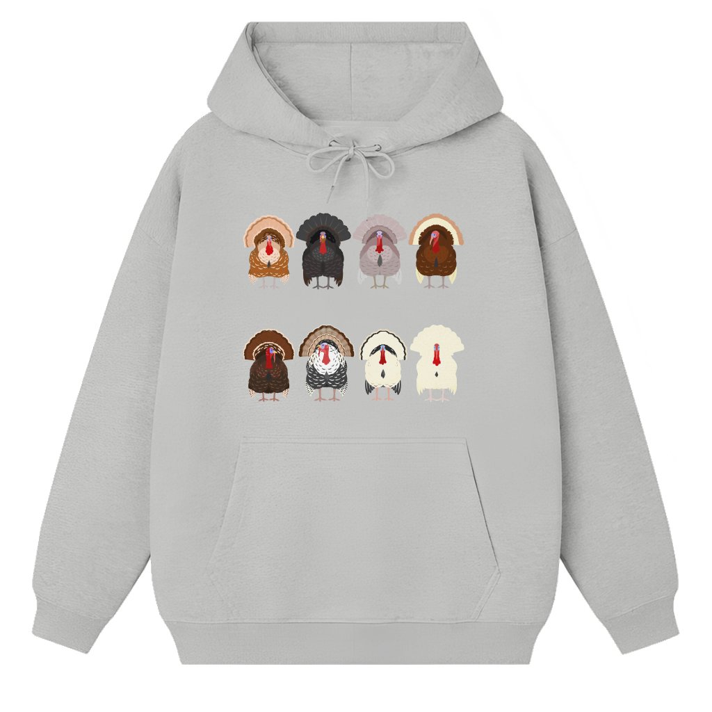 Cute Turkey Graphic Hoodie – Thanksgiving Gift for Him Her Fall - front view