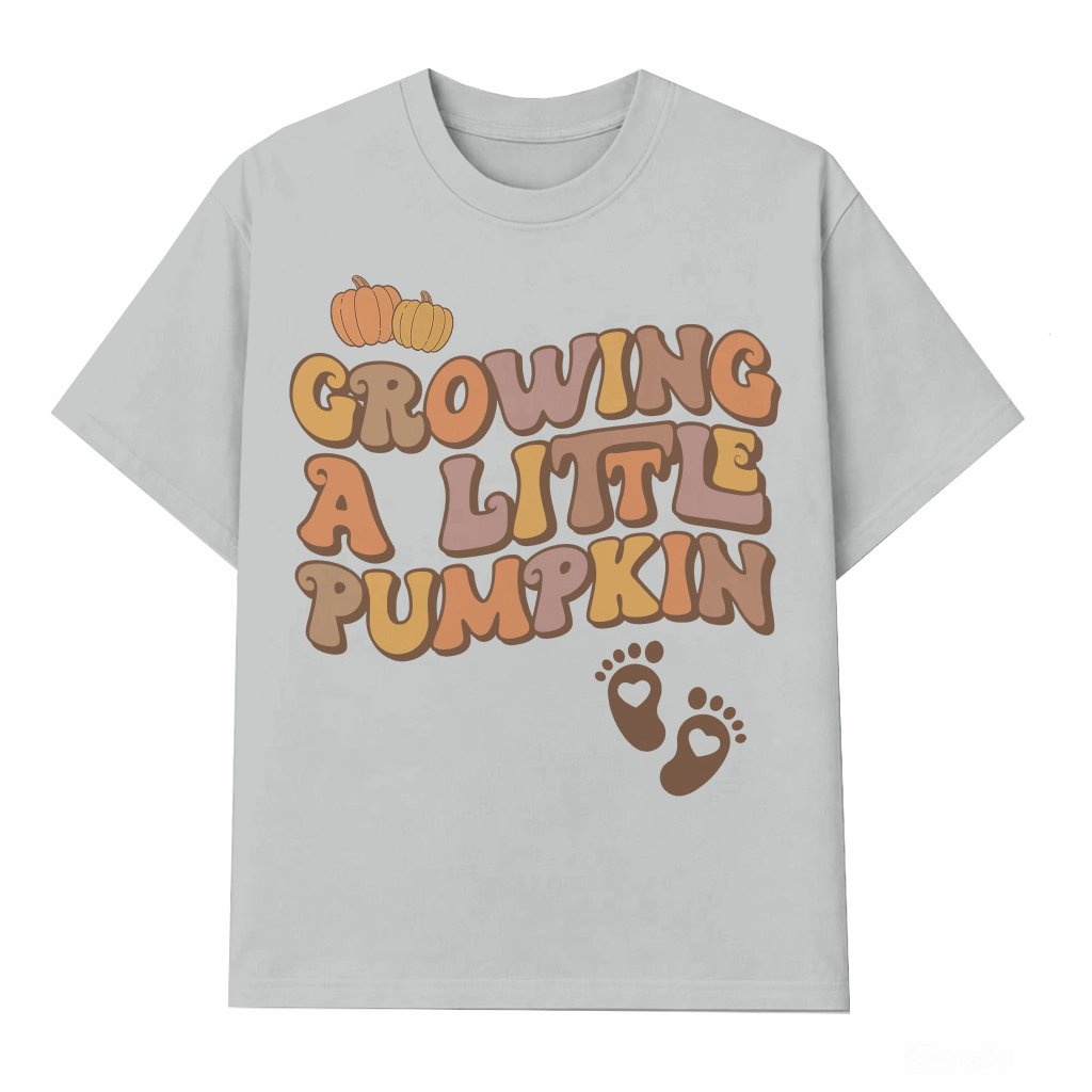 Growing A Little Pumpkin T-shirt – Funny Fall Maternity Gift for Pregnant Mom - front view