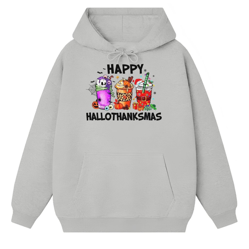 Hallothanksmas Hoodie – Thanksgiving Christmas Holiday Gift Funny - front view