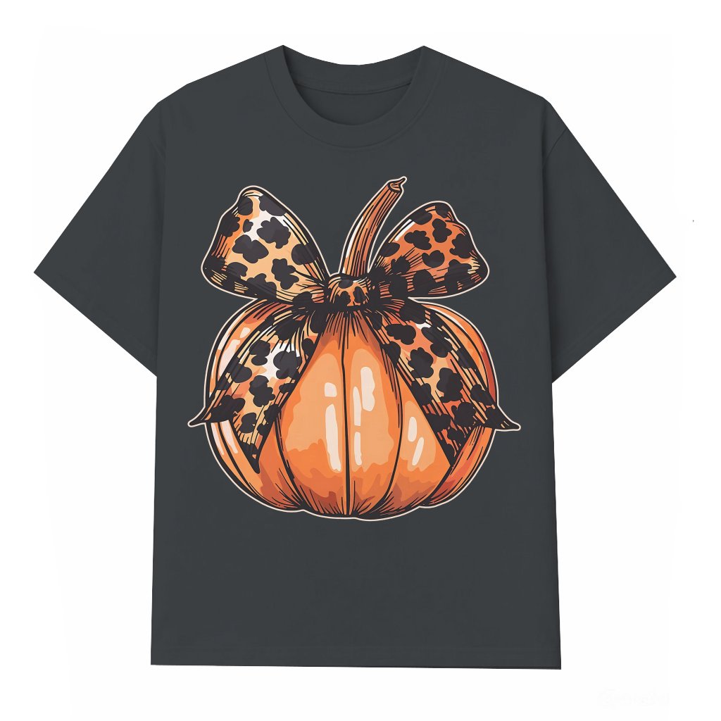 Cute Leopard Pumpkin T-shirt – Halloween Thanksgiving Fall Gift - front view